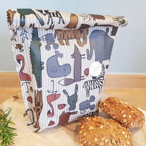 Bienenwachsbeutel XL krümelfrei, Lunchbag, Brotbeutel Tiere