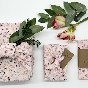 Furoshiki | Renna natalizia dorata - Confezione regalo in tessuto Made in Germany