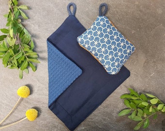 Spültuch 2er Set, Spülwamm + Spültuch, Zero Waste, Blau