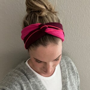 Muslin hair band, your own color combination, to tie yourself MagentaBordeaux neon