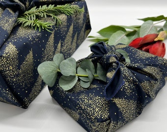 Furoshiki | Blau Gold  - Geschenkverpackung aus Stoff Made in Deutschland