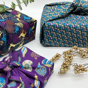 Furoshiki Weihnachten Gold Geschenkverpackung aus Stoff Made in Deutschland Bild 2