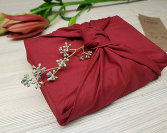 Furoshiki | Baumwolle Rot Gold  - Geschenkverpackung aus Stoff Made in Deutschland