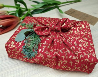 Furoshiki | Cotton Red Gold - Gift packaging made of fabric Made in Germany