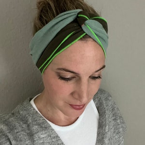 Muslin hair band, your own color combination, to tie yourself Khaki Mint neon