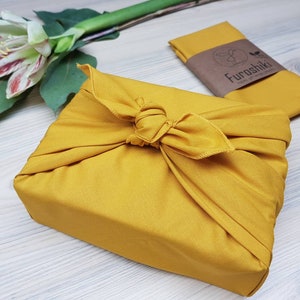 Furoshiki Dark blue/mustard gift packaging made of fabric made in Germany image 4