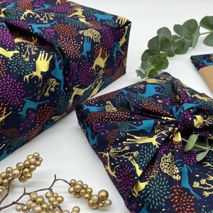 Furoshiki Weihnachten Gold Geschenkverpackung aus Stoff Made in Deutschland Bild 7