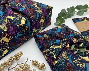 Furoshiki | Weihnachten Gold  - Geschenkverpackung aus Stoff Made in Deutschland
