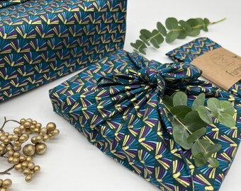 Furoshiki | Weihnachten Gold  - Geschenkverpackung aus Stoff Made in Deutschland