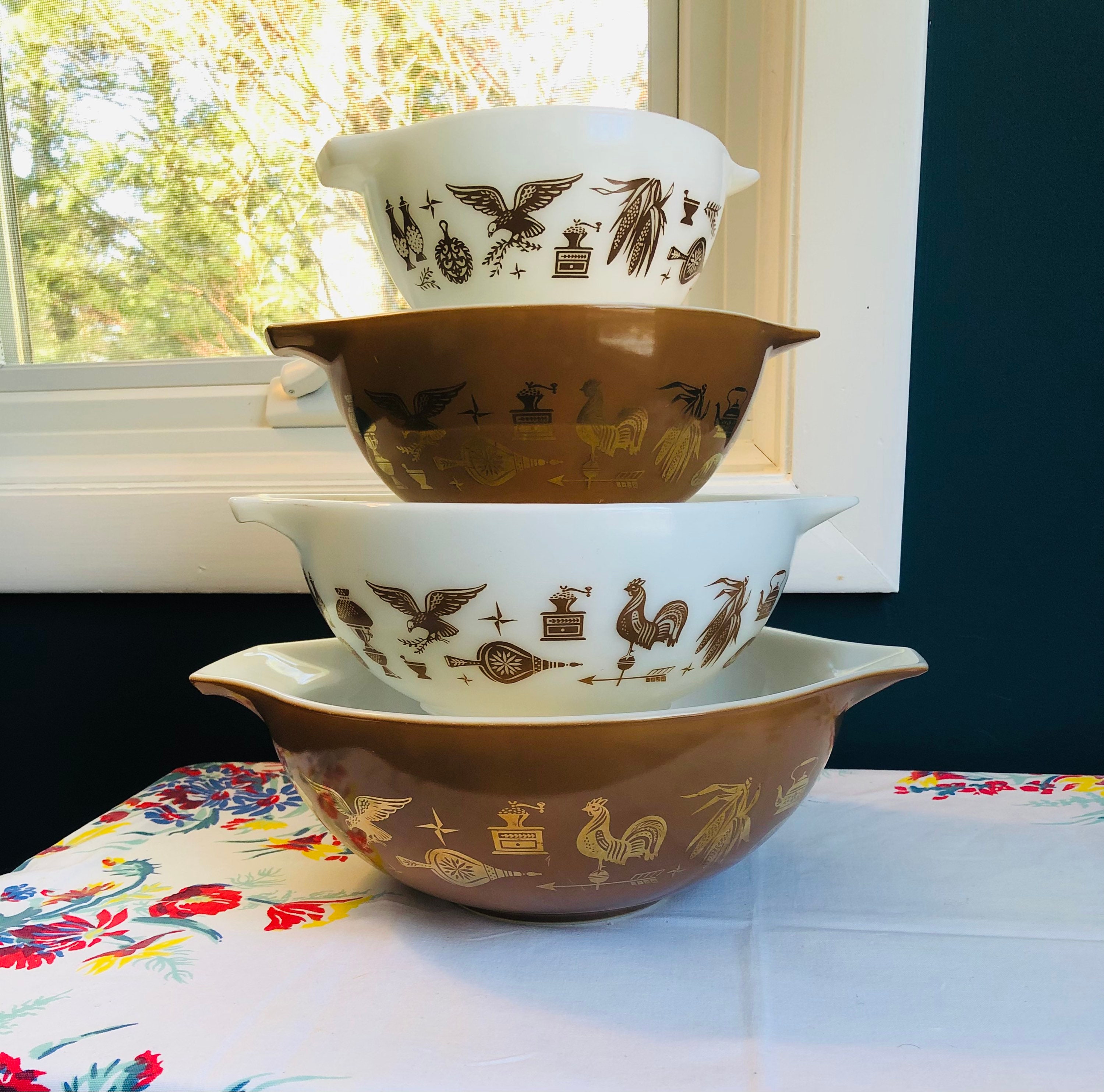 Vintage Pyrex Cinderella Mixing Bowls I Early American Nesting Etsy