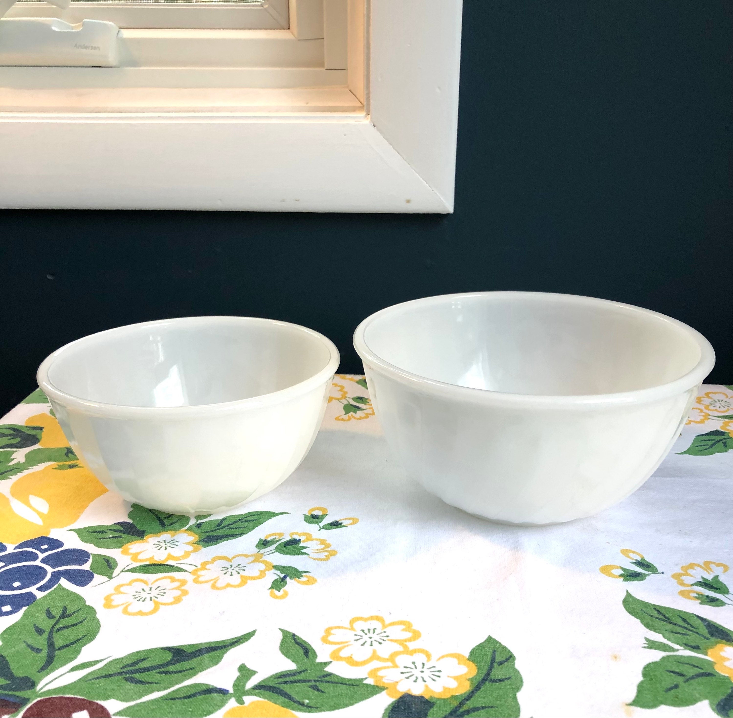 Vintage Fire King Mixing Bowls I Oven Ware I White Swirl Etsy