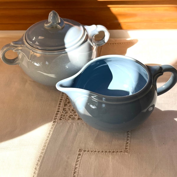 Creamer & Sugar Bowl I Windsor Blue LuRay Pastels I Vintage Light Blue Creamer with Lid