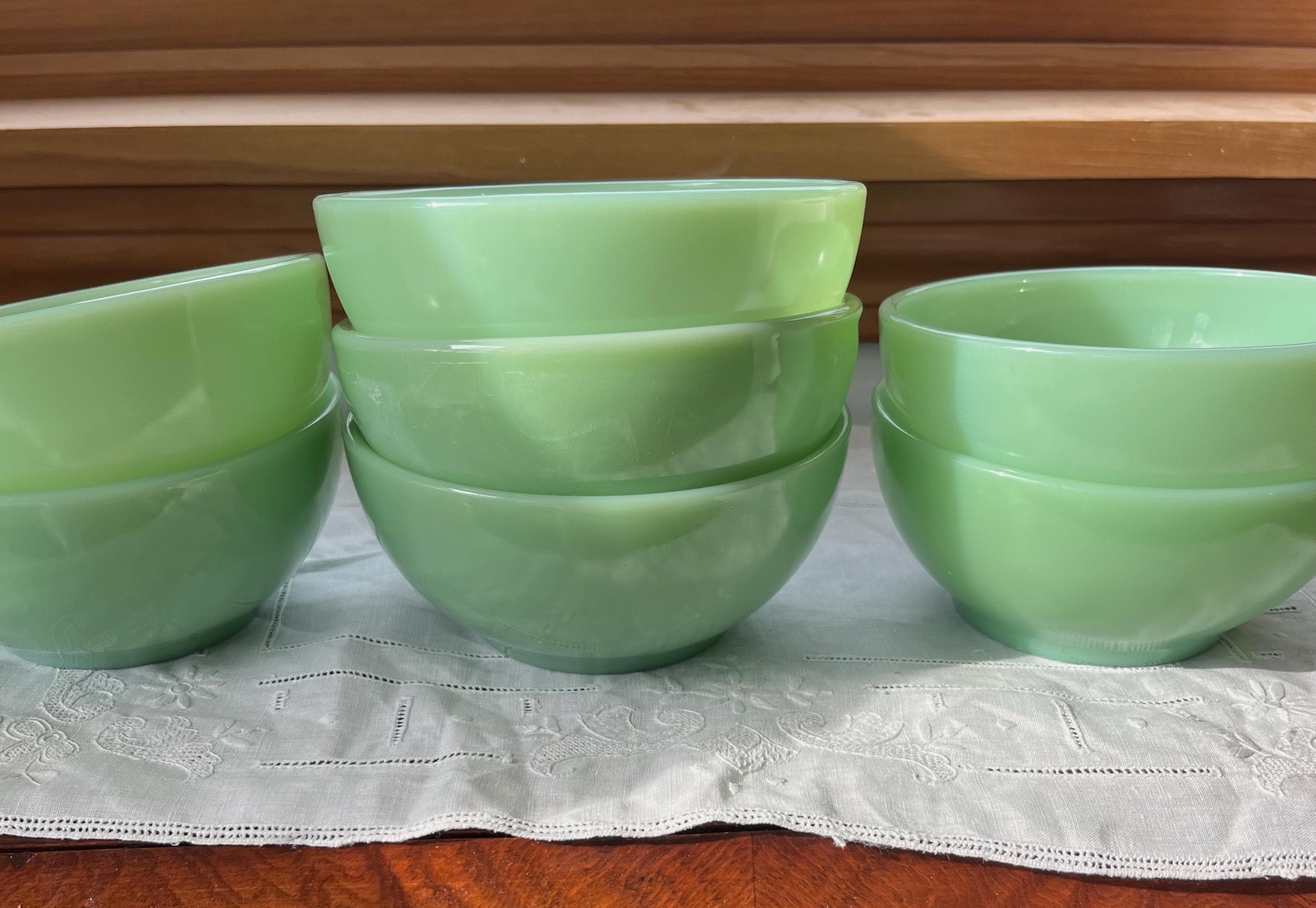 食器 Fire-King - Fire King JADE-ITE Chili Bowl Vintage FIRE-KING JADEITE - RARE Backstamp From 1940s