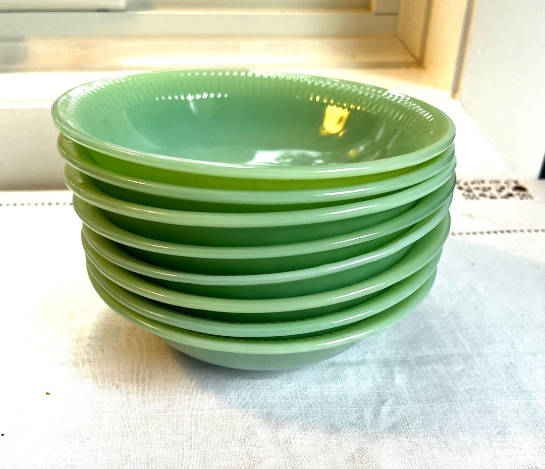 Fire King Jadeite Cereal Bowl I Jadite Jane Ray Salad Bowl I 6 Green Collectible Jane Ray Cereal