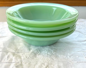 Vintage Fire-King Jadeite Heavy Duty Restaurant Ware Soup Bowl I Green Flattened Rim or Flanged Soup or Cereal Bowl