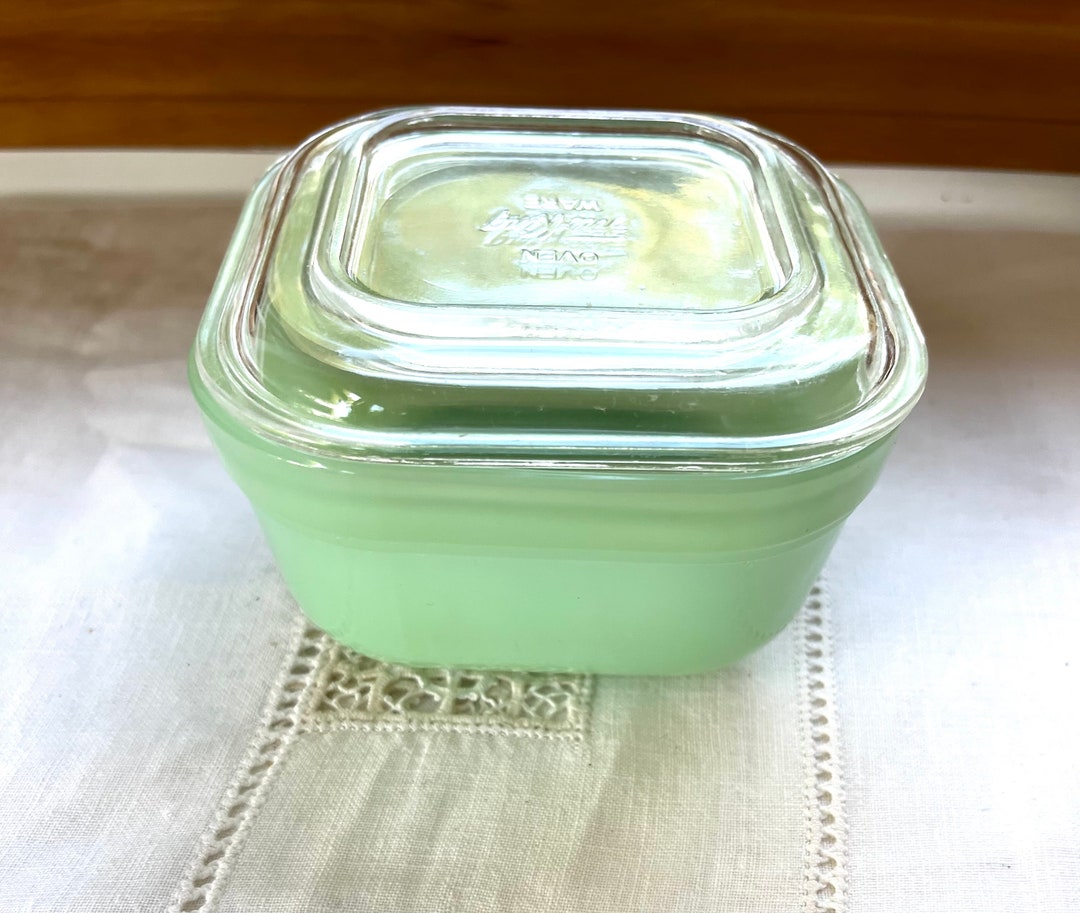 Vintage Fire King Jadeite Refrigerator Dish With Lid Etsy