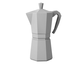 Coffee Maker, Printable PDF Template, Papercraft, Download, 3d, Low Poly