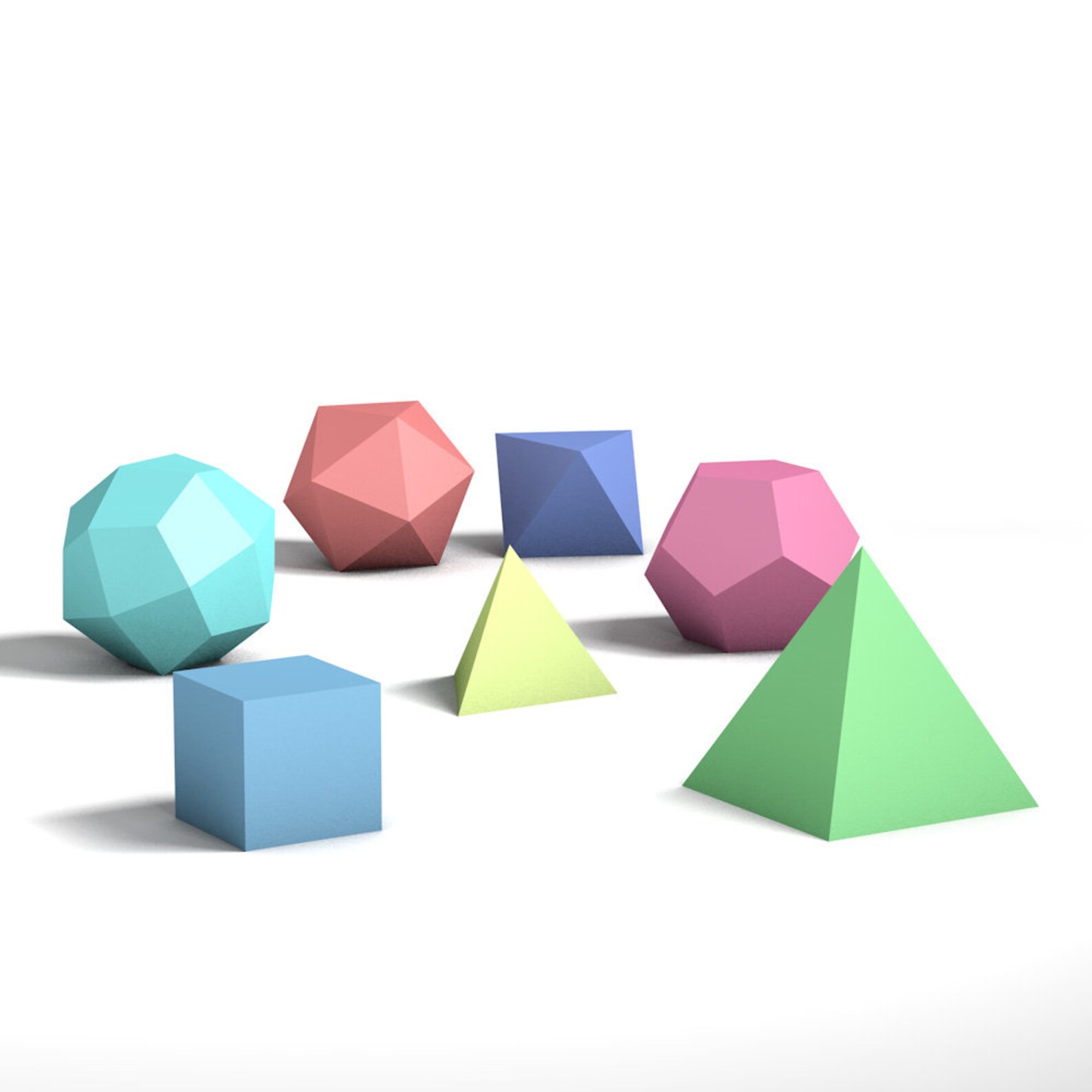 Simple Objects, Printable PDF Template, Papercraft, Download, 3d, Low ...