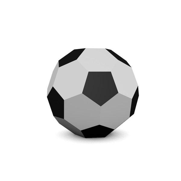 Fußball, druckbare PDF Vorlage, Papiermodell, Download, 3d, Low Poly