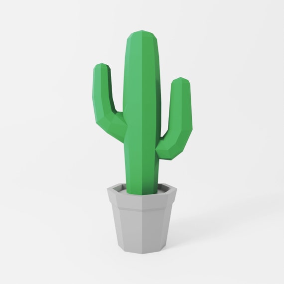 Cactus Printable PDF Template Papercraft Download 3d Low Etsy Cactus Printable PDF Template Papercraft Download 3d Low Etsy