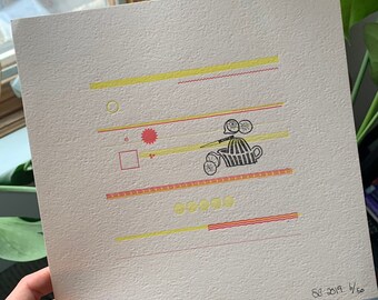 Letterpress Lemon Abstract Art Print