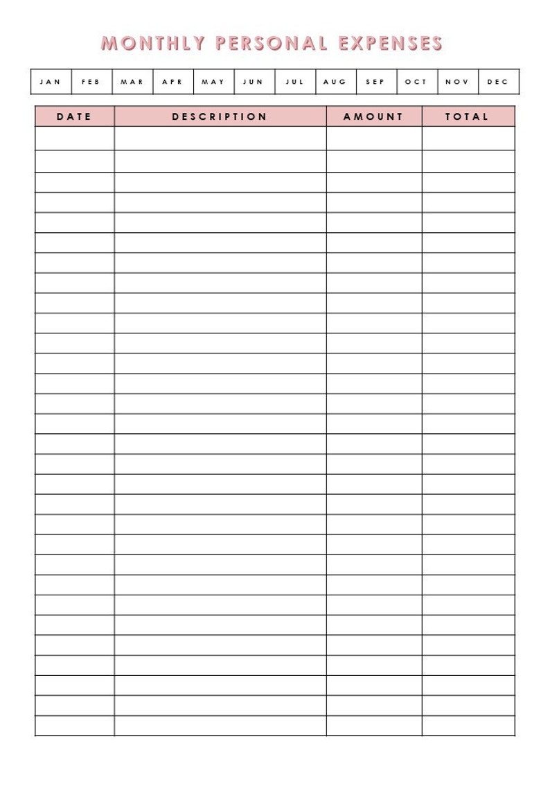 free daily expense tracker printable