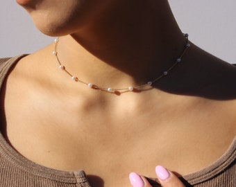 Collana di perle per bambini, catena d'oro con perle, collana di perle d'oro, collana delicata per donne e ragazze - "La collana della costellazione"