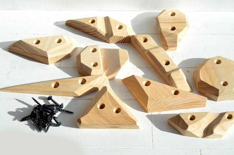 Climbing Holds for kids Wooden Rock climbing holds Wood Etsy