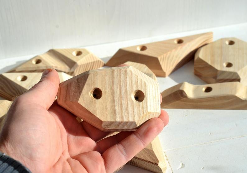 Climbing Holds for kids Wooden Rock climbing holds Wood Etsy