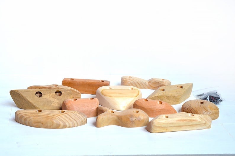 Holds for Climbing Wooden Rock Climbing Holds for Rock Wall Etsy