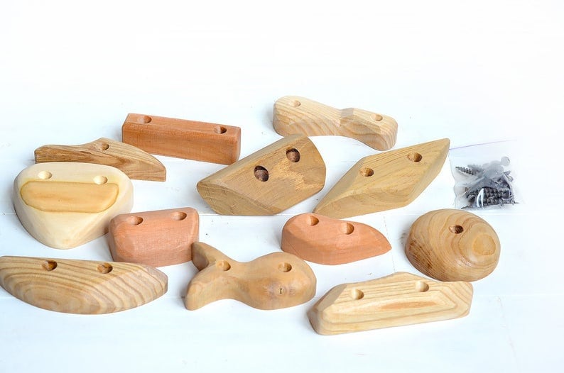 Holds for Climbing Wooden Rock Climbing Holds for Rock Wall Etsy