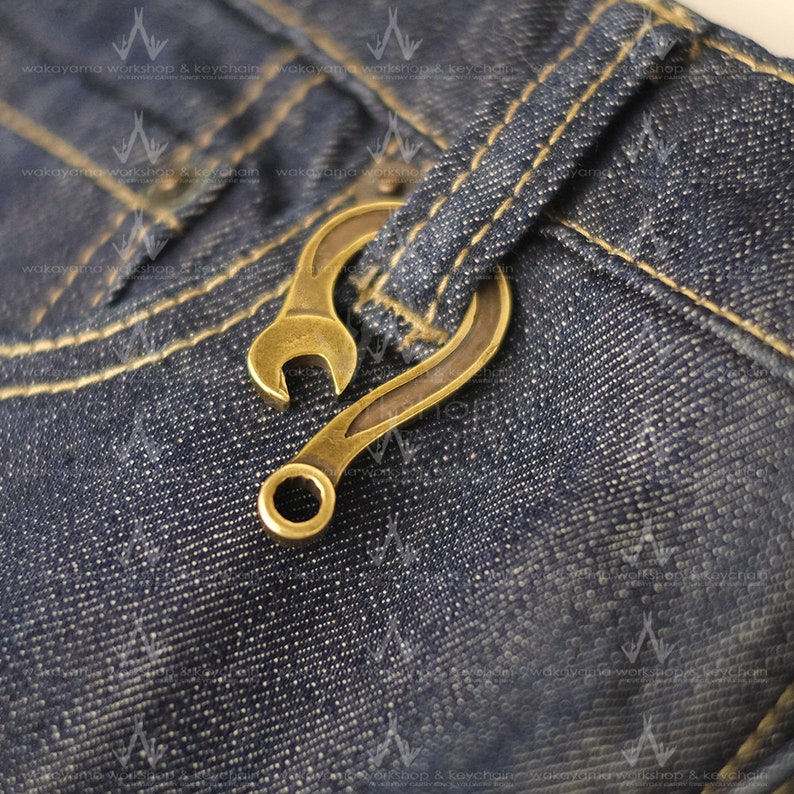 Spana Retro Brass Wrench Hook Style Keychain Pants Hook Bag Etsy