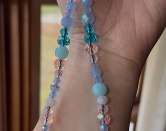 Blue and Pink Glass Bead Phone Charm