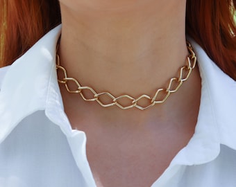 18K Gold Plated Chain Necklace, Waterproof Anti Tarnish Jewelry