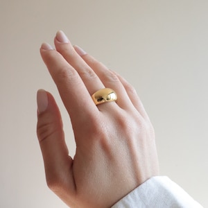 18K Gold Plated Bold Rings WATERPROOF Anti Tarnish Jewelry Water Resistant Rings Everyday Rings Chunky Dome Ring Minimalist Gift for Her
