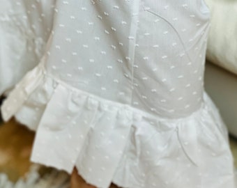 Swiss Dot Ruffle Bottom Pjs ~ Cute Pjs ~ Pretty Pjs ~ Comfy Pajamas ~ Cozy Pjs ~ Bridal Party Gifts ~ Gifts For Her ~ Polka dots ~ Jammies