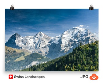 Eiger, Mönch and Jungfrau - Switzerland - Swiss Alps - High quality photo for home made print - file to download