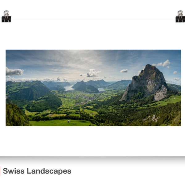 Panoramic photo of Rigi, Lake Luzerne, Schwyz, Brunnen and Grosser Mythen - Switzerland Landscape Photography