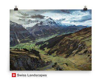 Grindelwald and Eiger, Switzerland - Swiss Alps - High Quality Print of Alpine Landscape Photography - Poster