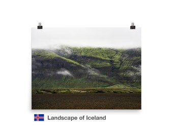 Icelandic Landscape - desert-like valley and volcanic mountain covered with moss, Iceland - Poster