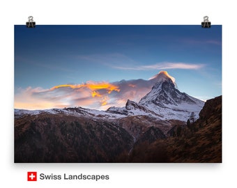 Matterhorn Sunset Poster – Zermatt, Swiss Alps Giclée Print