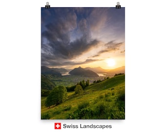 Sunset in the Swiss Alps - Rigi - Schwyz - Switzerland - High qualit print of landscape photography - Poster