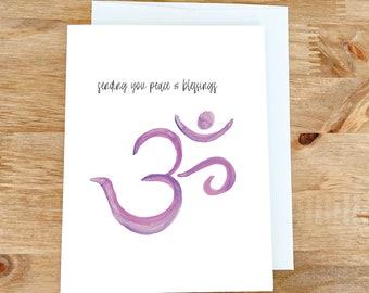 Cute Greeting Card, Send Peace Card, Pray for you card, Thinking of you Card, Yoga Card, Om sign card, Namaste Card, Blessed Card