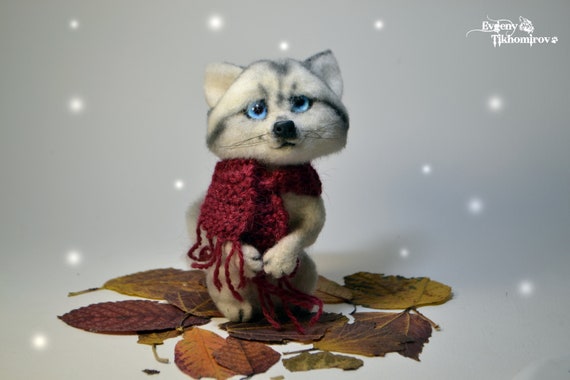 Arctic Marble Fox Felted Arctic Fox Arctic Fox Figurine Etsy