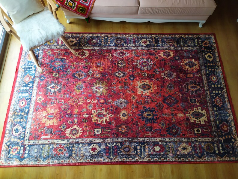 Heriz Rug Turkish Vintage Rug 6x9 Red Rug 6x9 Turkish Area Rug 6x9 Turkish Rug 6x9 Carpet Oushak Rug 6x9 Rugs 6x9 Oriental Rug 6x9