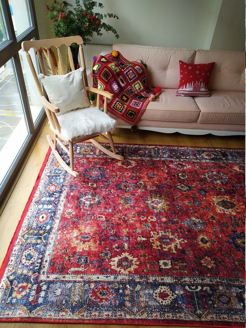 Heriz Rug Turkish Vintage Rug 6x9 Red Rug 6x9 Turkish Area Rug 6x9 Turkish Rug 6x9 Carpet Oushak Rug 6x9 Rugs 6x9 Oriental Rug 6x9
