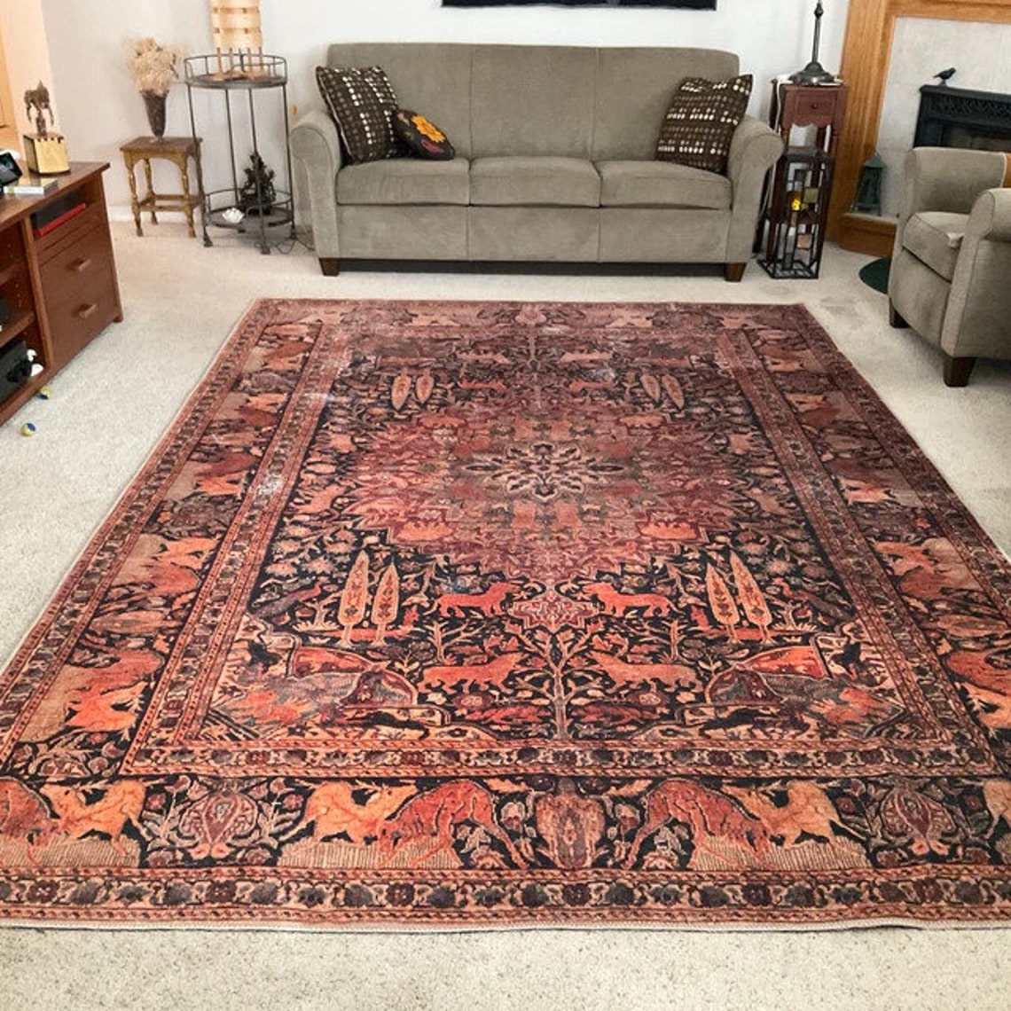 Rugs 9x12 Turkish Rug 9x12 Animal Rug Large Kilim Rug Rugs Etsy