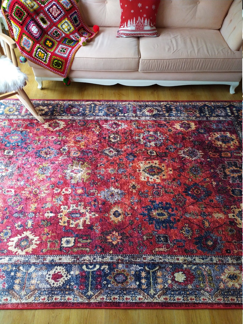 Heriz Rug Turkish Vintage Rug 6x9 Red Rug 6x9 Turkish Area Rug 6x9 Turkish Rug 6x9 Carpet Oushak Rug 6x9 Rugs 6x9 Oriental Rug 6x9