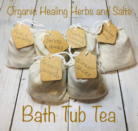 Organic Bath Tub Tea Bath Herbs and 3 Salts Organic Etsy