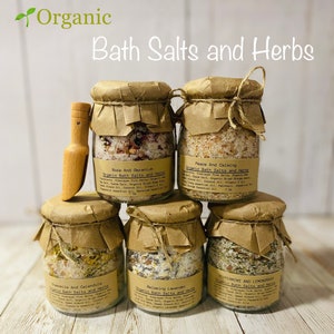 Organic Bath salts,organic herbs and salts,Bath Salt Healing Set,Gift for Her, Gift For Him, Detoxing, Relaxing Bath salts